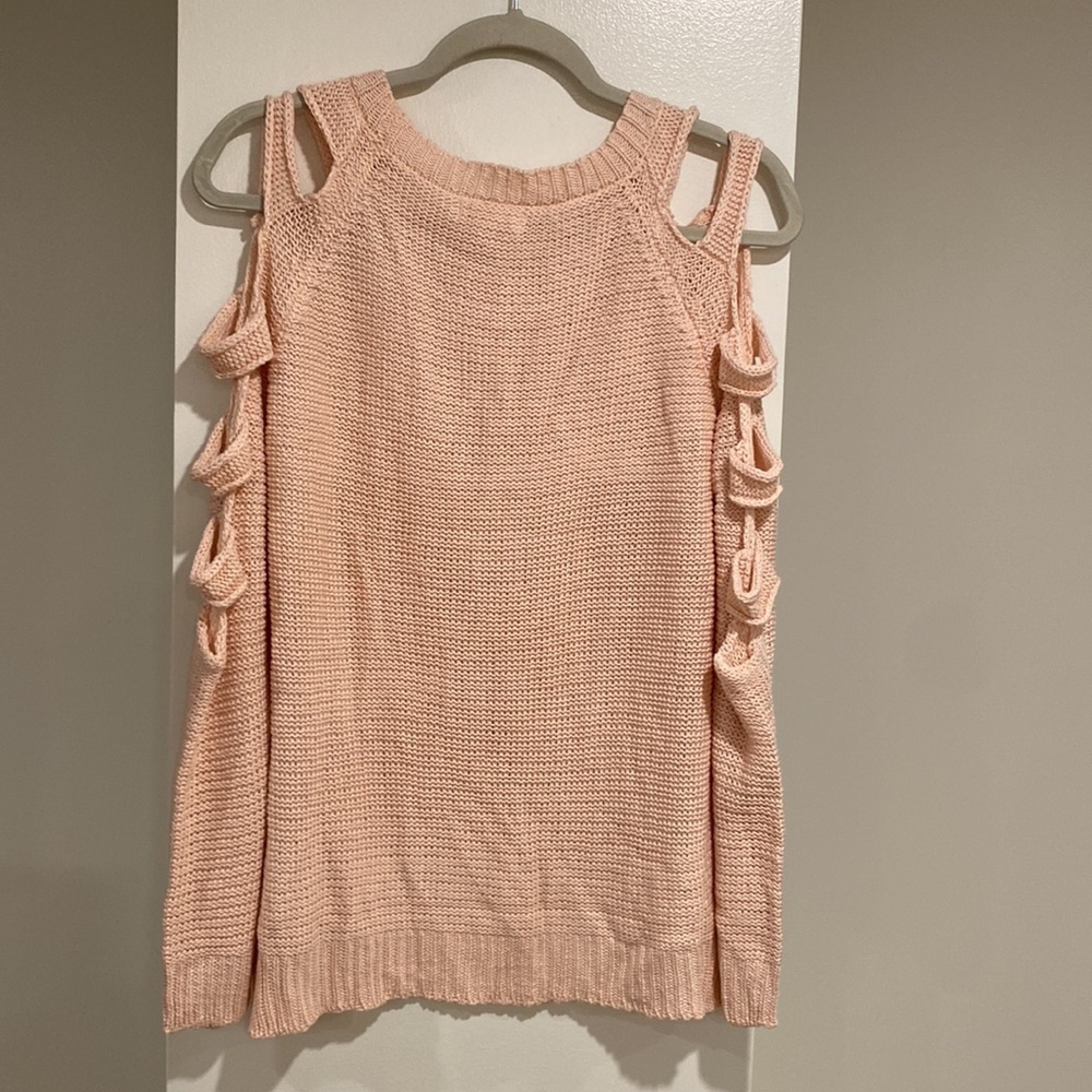 PRETTY IN PINK!!  NWT Miracle womens crew neck sweater with cut out sleeves. - Picture 5 of 7